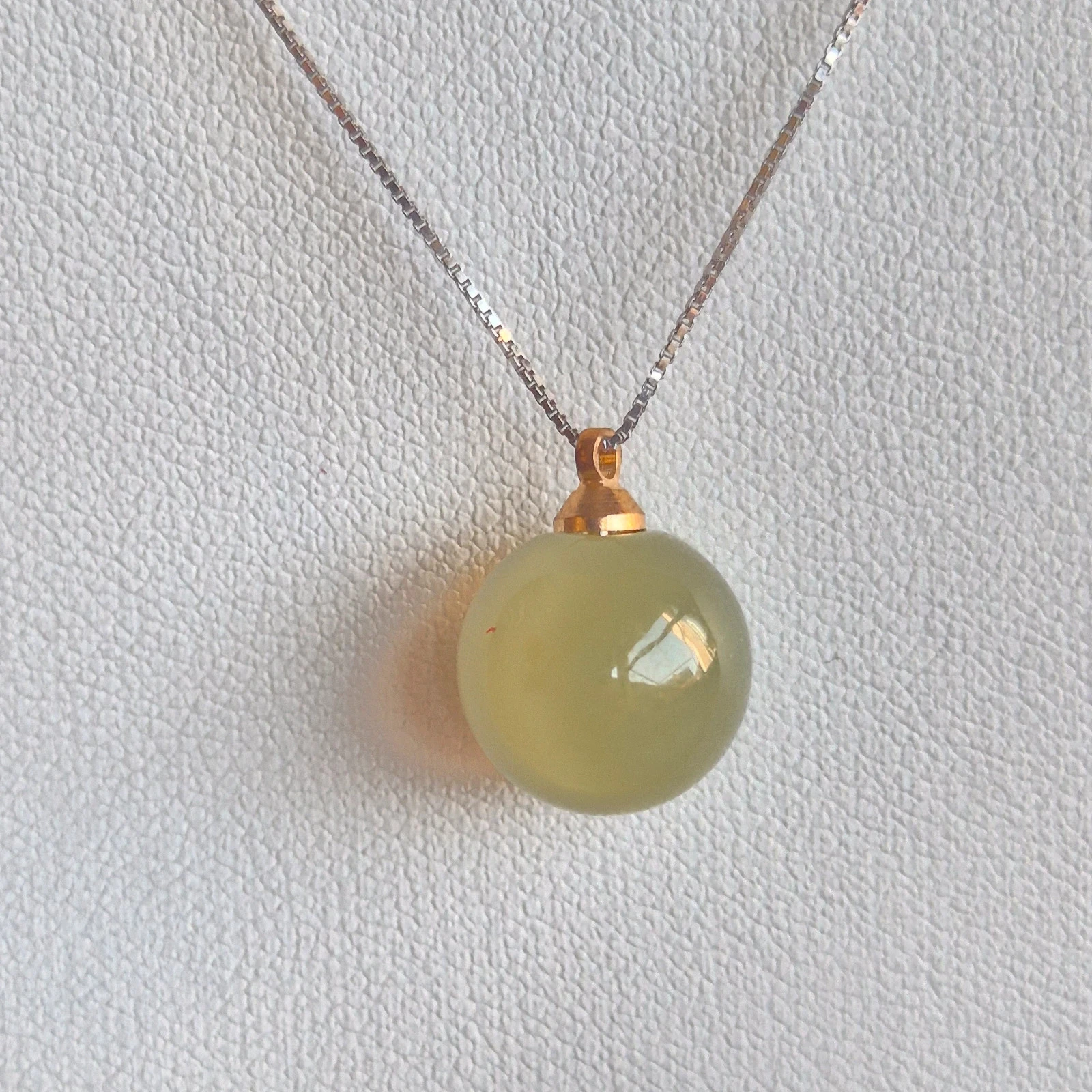 #Natuurlijk onbehandeld Nefriet jade hanger met S925 zilveren ketting – photo 5